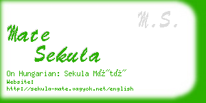 mate sekula business card